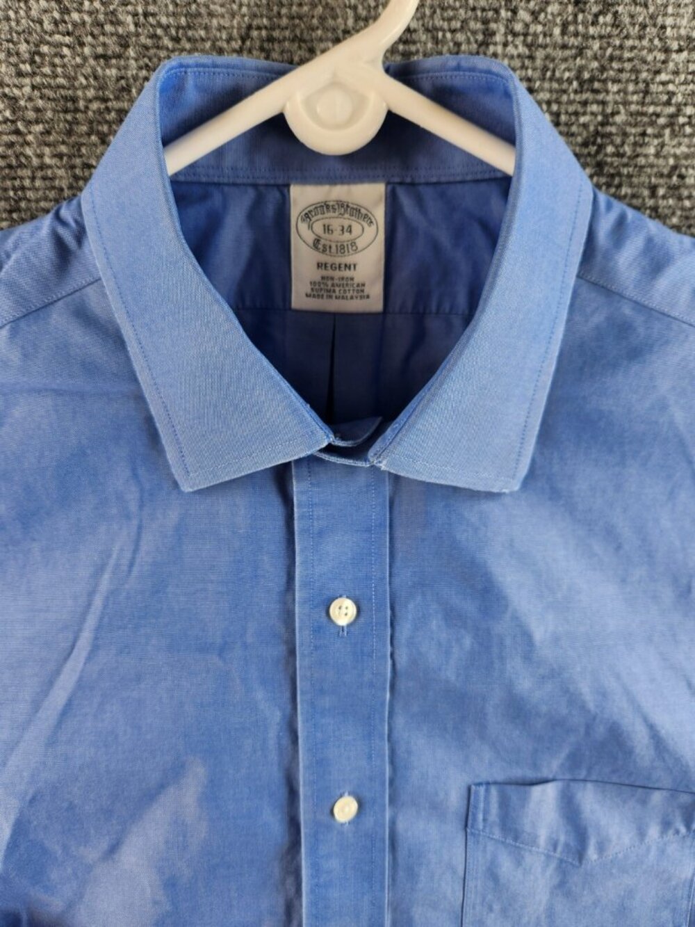 Brooks Brothers Long Sleeve Button Up Shirt Cotton 16 34 Regent Blue Supima